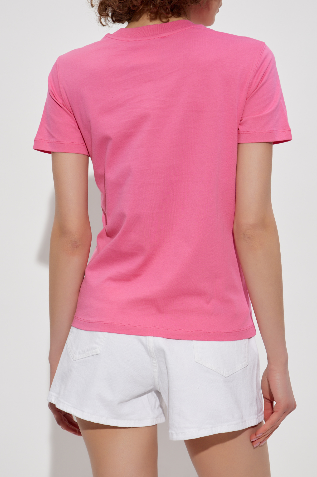 Pink T-shirt with printed logo Versace Jeans Couture